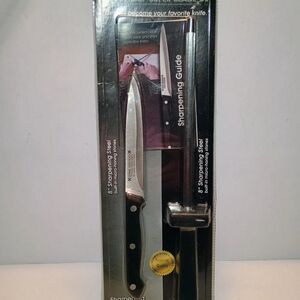 Kanbar Super Blade Hi Carbon Stainless Steel 8 "Cutting Knife W/ Sharping Steel